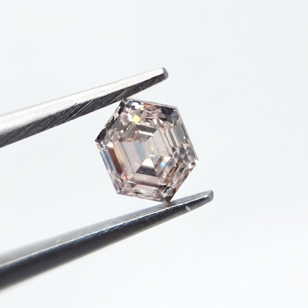 0.40 CT GIA Certified Fancy Light Pinkish Brown Hexagon Step Cut Loose Diamond