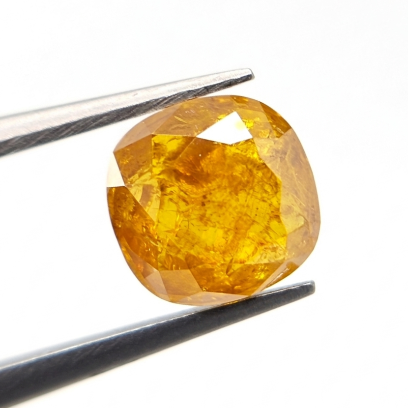 1.65 CT Cushion Cut Fancy Intense Orange-Yellow Natural Loose Diamond