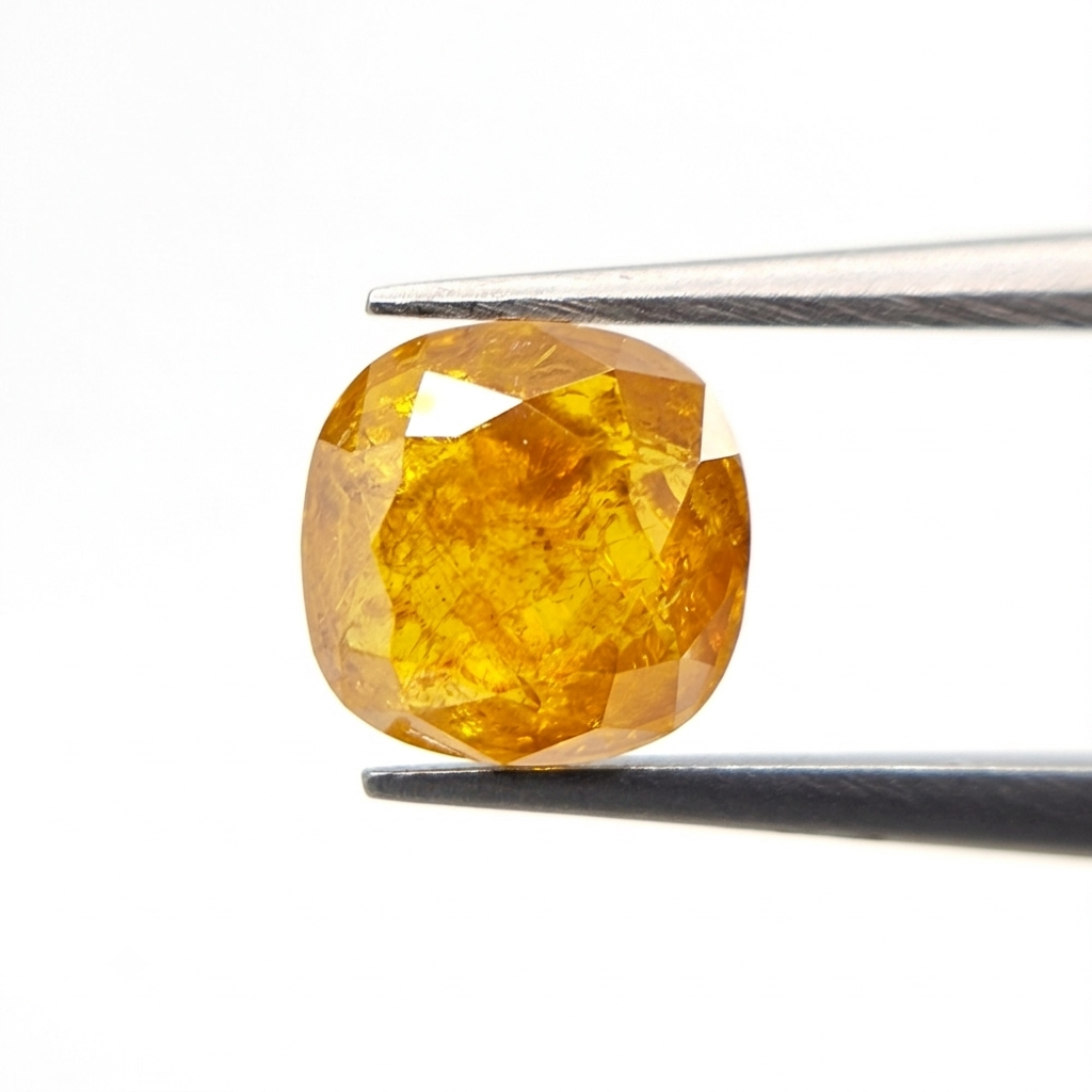 1.65 CT Cushion Cut Fancy Intense Orange-Yellow Natural Loose Diamond