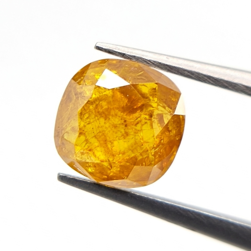 1.65 CT Cushion Cut Fancy Intense Orange-Yellow Natural Loose Diamond