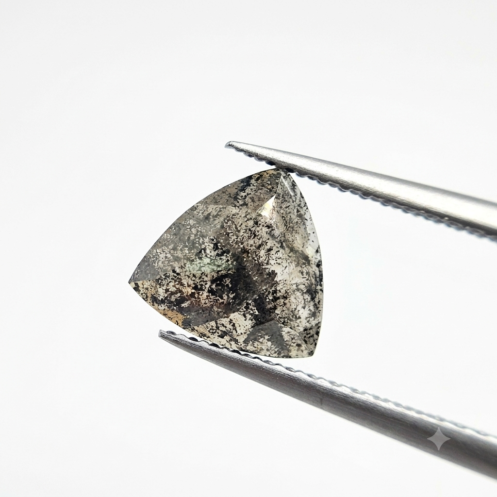 2.13 CT Architectural Trillion Cut Natural Salt and Pepper Loose Diamond