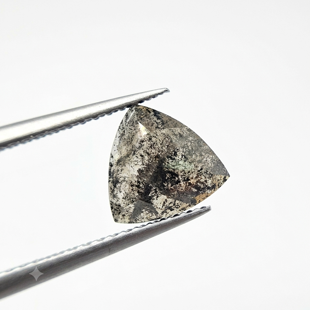 2.13 CT Architectural Trillion Cut Natural Salt and Pepper Loose Diamond