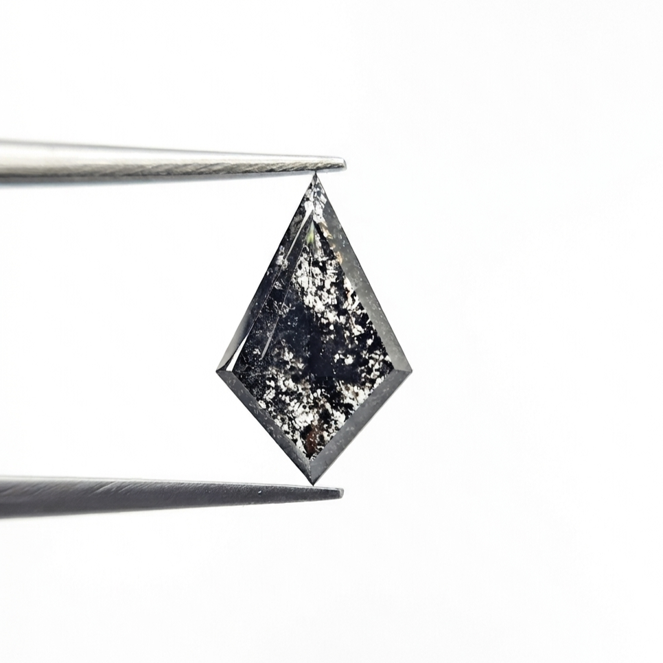 1.70 CT Architectural Geometric Kite Cut Natural Salt and Pepper Loose Diamond