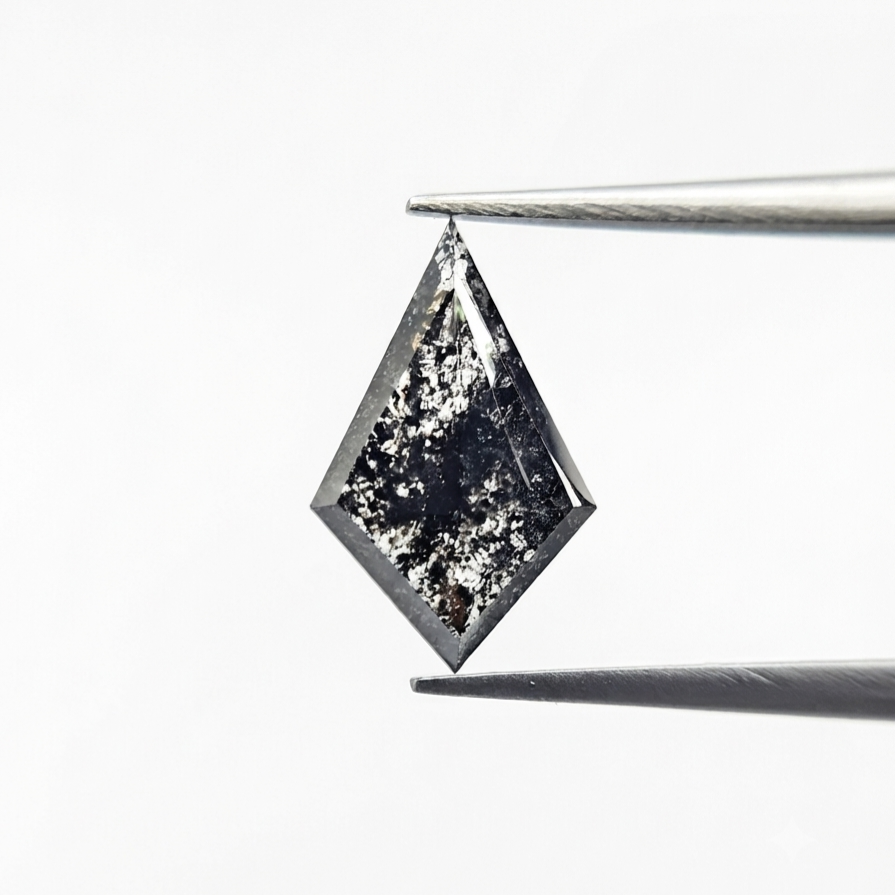 1.70 CT Architectural Geometric Kite Cut Natural Salt and Pepper Loose Diamond