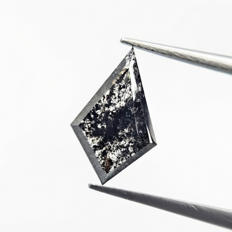 1.70 CT Architectural Geometric Kite Cut Natural Salt and Pepper Loose Diamond