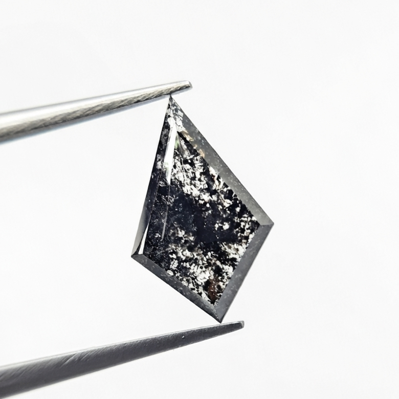 1.70 CT Architectural Geometric Kite Cut Natural Salt and Pepper Loose Diamond