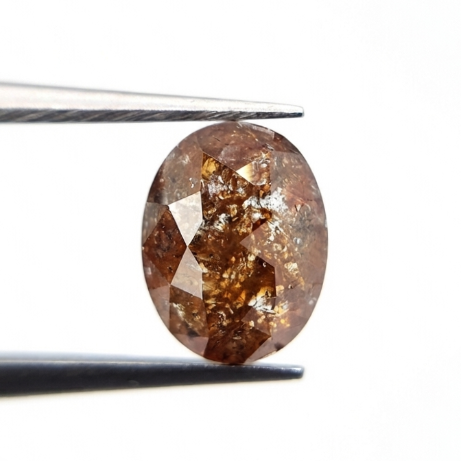2.13 CT Oval Cut Fancy Cognac Brown Natural Diamond