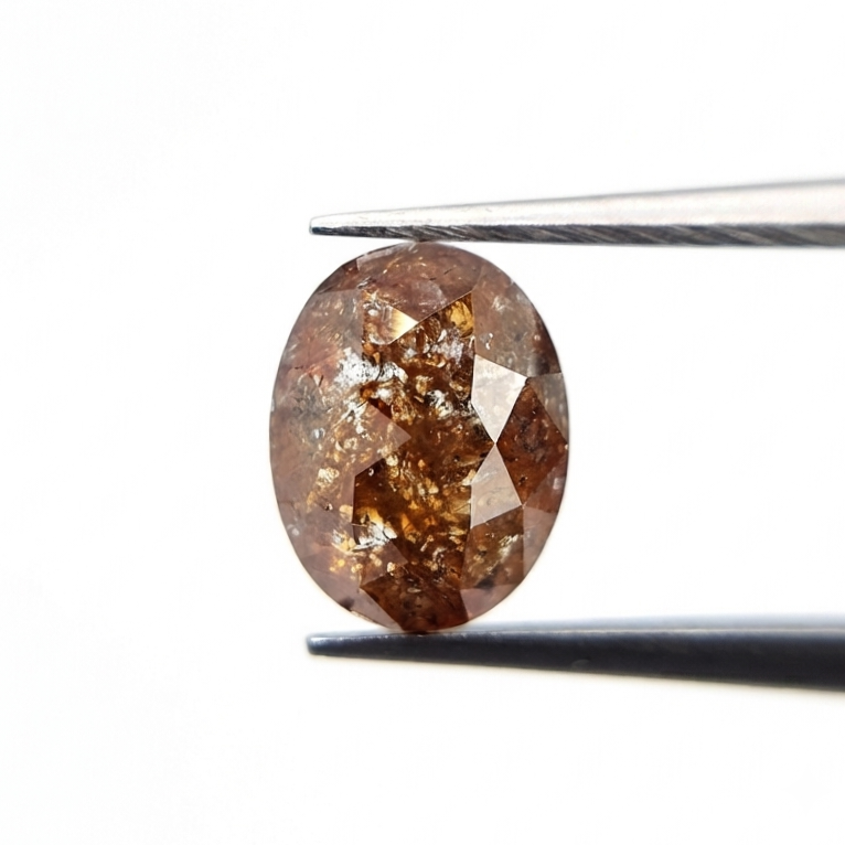 2.13 CT Oval Cut Fancy Cognac Brown Natural Diamond