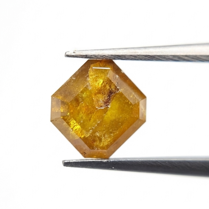 2.37 CT Radiant Cut Fancy Vivid Yellow-Brown Natural Diamond
