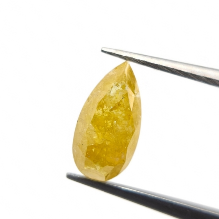 1.91 CT Pear Shape Fancy Intense Yellow Natural Diamond