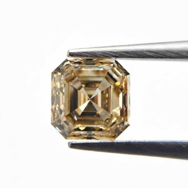 1.11 CT Asscher Cut Fancy Champagne Natural Diamond