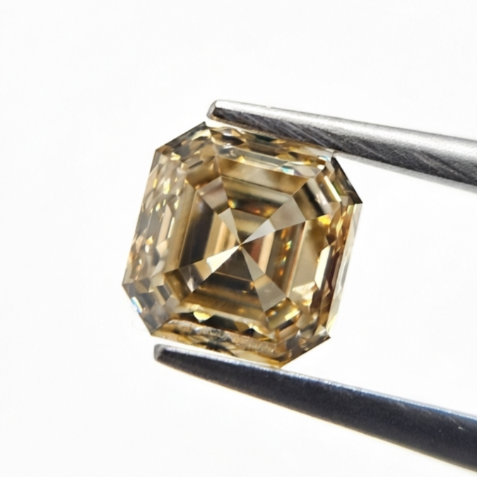 1.11 CT Asscher Cut Fancy Champagne Natural Diamond