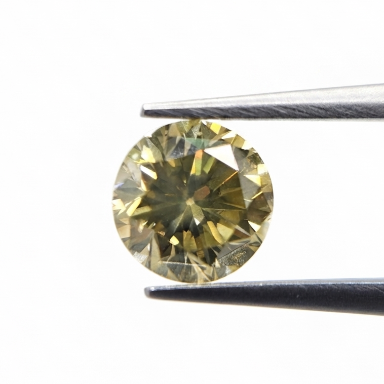 1.10 CT Round Brilliant Fancy Greenish Yellow Natural Diamond