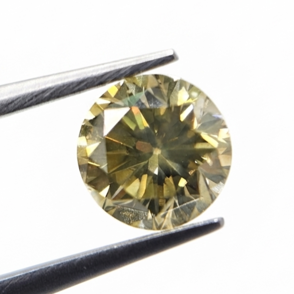 1.10 CT Round Brilliant Fancy Greenish Yellow Natural Diamond