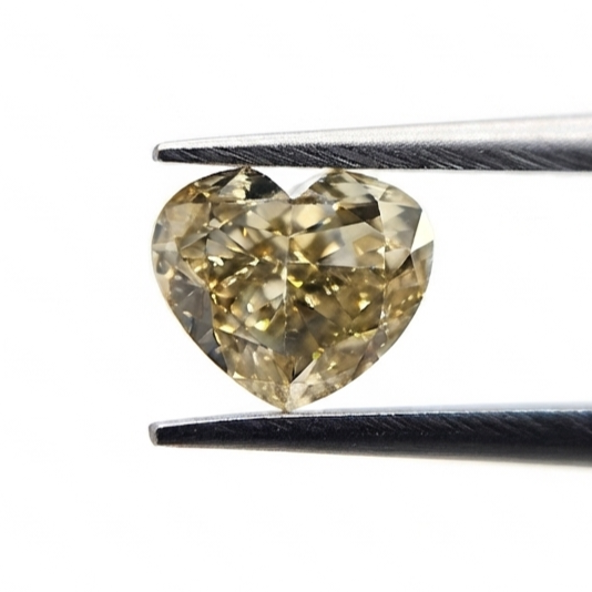 1.00 CT Heart Shape Fancy Yellowish Brown Natural Diamond