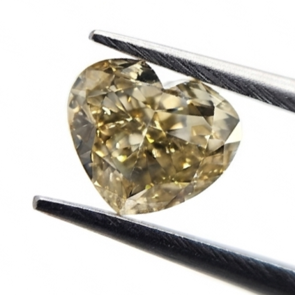 1.00 CT Heart Shape Fancy Yellowish Brown Natural Diamond