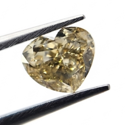 1.00 CT Heart Shape Fancy Yellowish Brown Natural Diamond