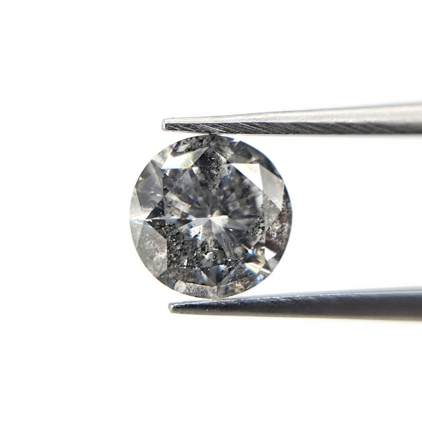 1.23 CT Round Brilliant Salt & Pepper Natural Diamond