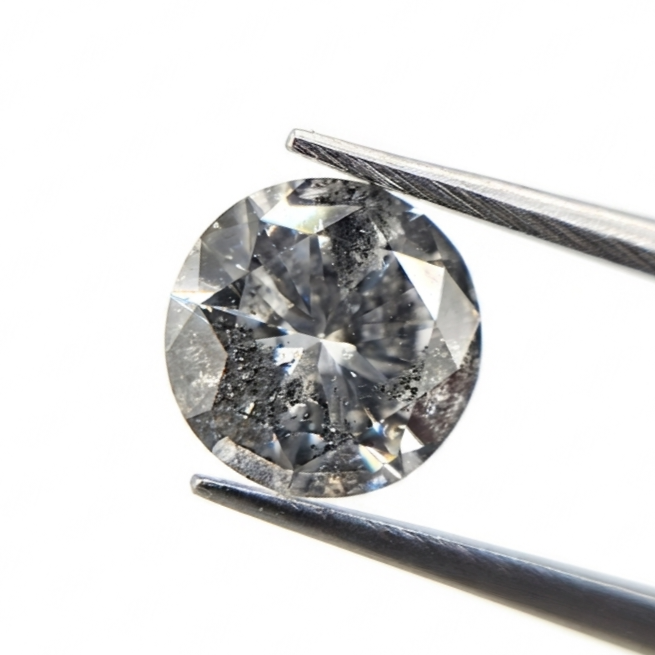 1.23 CT Round Brilliant Salt & Pepper Natural Diamond