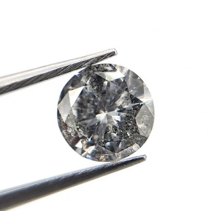 1.23 CT Round Brilliant Salt & Pepper Natural Diamond