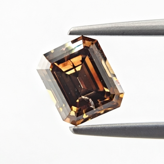 2.98 CT Cut-Cornered Rectangle Deep Brown Natural Diamond