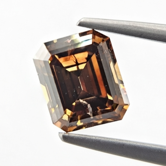 2.98 CT Cut-Cornered Rectangle Deep Brown Natural Diamond