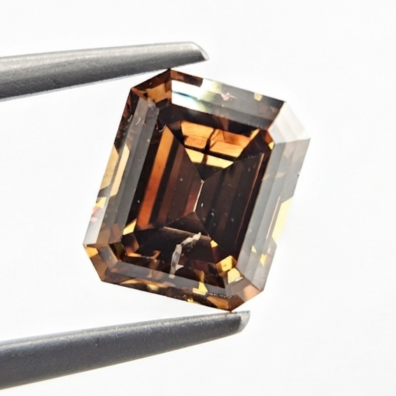 2.98 CT Cut-Cornered Rectangle Deep Brown Natural Diamond