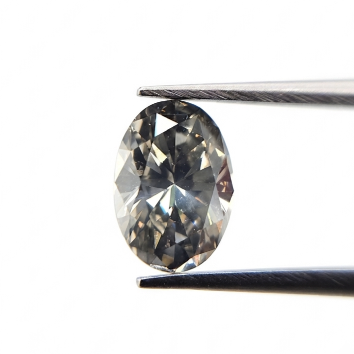 1.36 CT Oval Cut Dark Grey Natural Diamond