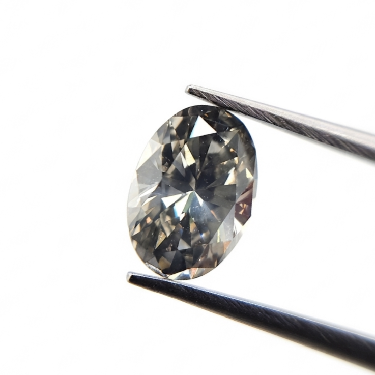 1.36 CT Oval Cut Dark Grey Natural Diamond