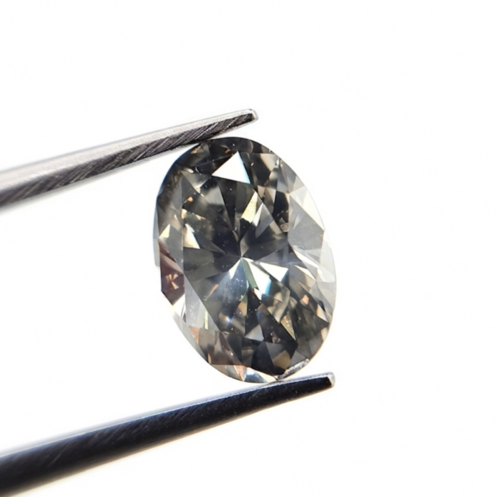 1.36 CT Oval Cut Dark Grey Natural Diamond