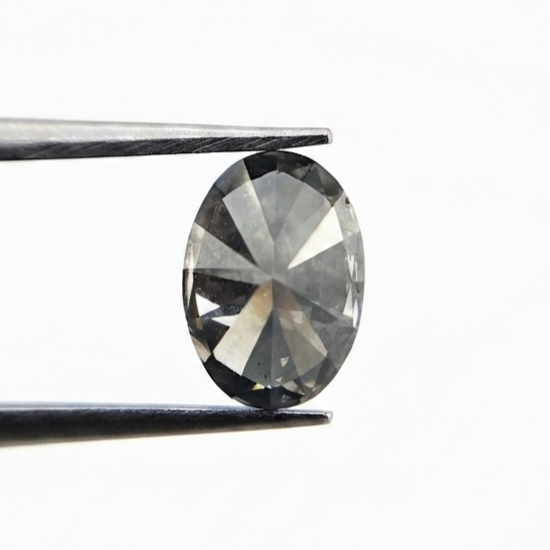 1.36 CT Oval Cut Dark Grey Natural Diamond