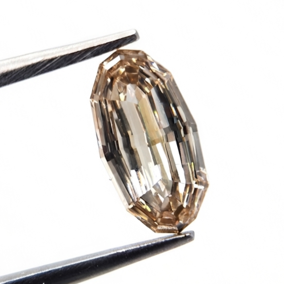 Natural Orangy Brown Step Cut Oval Diamond, Rare 0.64 Ct Cognac Oval Loose Gemstone for Custom Engagement Ring & Luxury Jewelry
