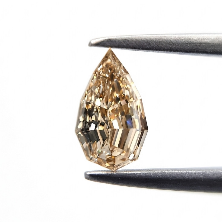 0.71 Ct Natural Champagne Pear Shape Step Cut Loose Diamond for Fine Custom Jewelry