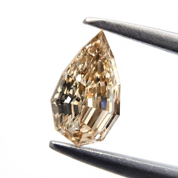 0.71 Ct Natural Champagne Pear Shape Step Cut Loose Diamond for Fine Custom Jewelry