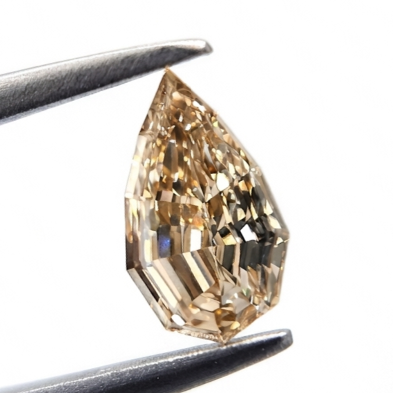 0.71 Ct Natural Champagne Pear Shape Step Cut Loose Diamond for Fine Custom Jewelry