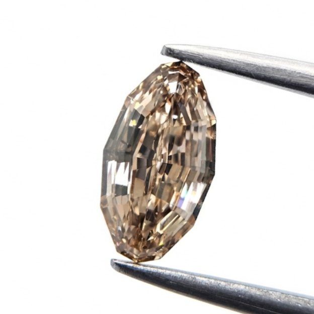 1.13 Ct Natural Fancy Brown Oval Diamond, VS Clarity Step Cut Cognac Loose Gemstone for Luxury Engagement Ring & Fine Jewelry Design