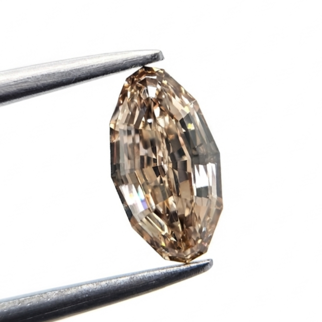 1.13 Ct Natural Fancy Brown Oval Diamond, VS Clarity Step Cut Cognac Loose Gemstone for Luxury Engagement Ring & Fine Jewelry Design