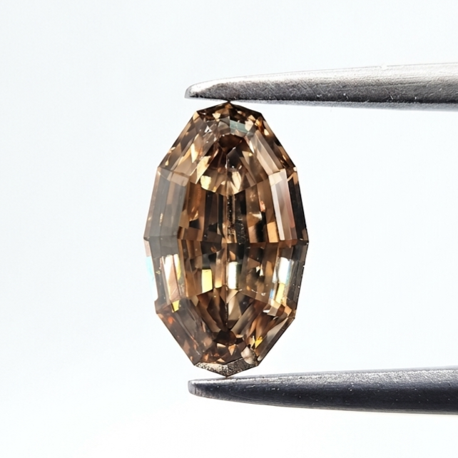 1.35 Ct Natural Fancy Brown Oval Diamond, VS Clarity Step Cut Cognac Loose Gemstone for Luxury Solitaire Ring & Fine Jewelry Design