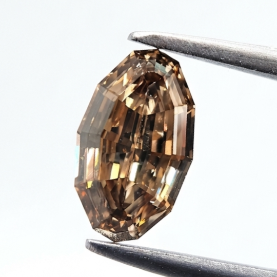 1.35 Ct Natural Fancy Brown Oval Diamond, VS Clarity Step Cut Cognac Loose Gemstone for Luxury Solitaire Ring & Fine Jewelry Design