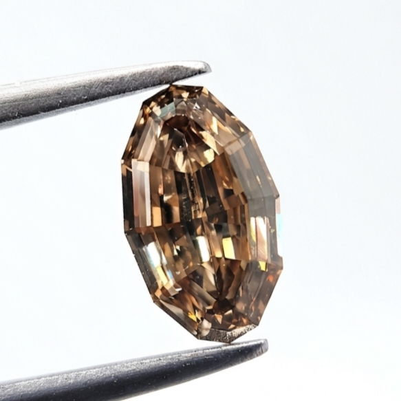 1.35 Ct Natural Fancy Brown Oval Diamond, VS Clarity Step Cut Cognac Loose Gemstone for Luxury Solitaire Ring & Fine Jewelry Design