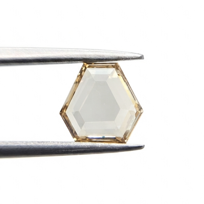 1.45 Carat Natural Champagne Hexagonal Shape Diamond | Unique Fancy Color Loose Diamond for Custom Fine Jewelry
