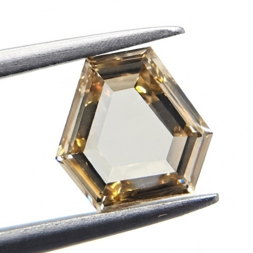 1.45 Carat Natural Champagne Hexagonal Shape Diamond | Unique Fancy Color Loose Diamond for Custom Fine Jewelry