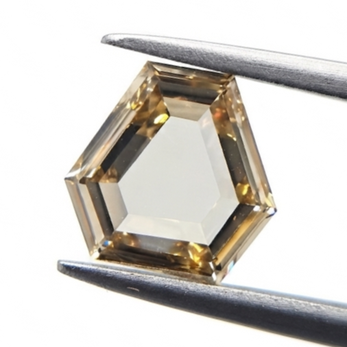 1.45 Carat Natural Champagne Hexagonal Shape Diamond | Unique Fancy Color Loose Diamond for Custom Fine Jewelry