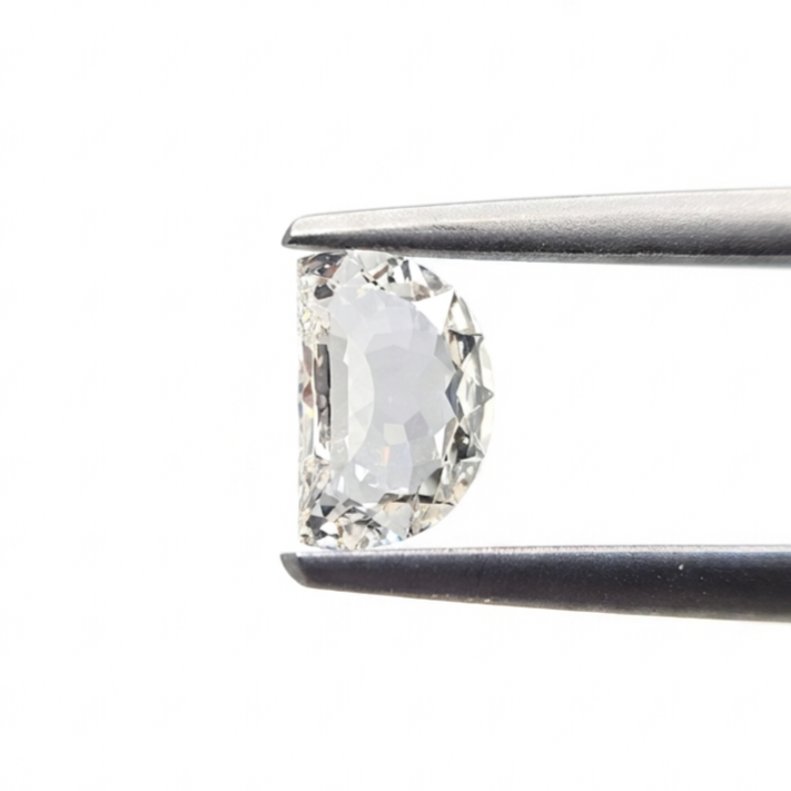 0.56 Carat Natural JK Color VS Clarity Half Moon Shape Diamond | Unique Loose Diamond for Custom Fine Jewelry