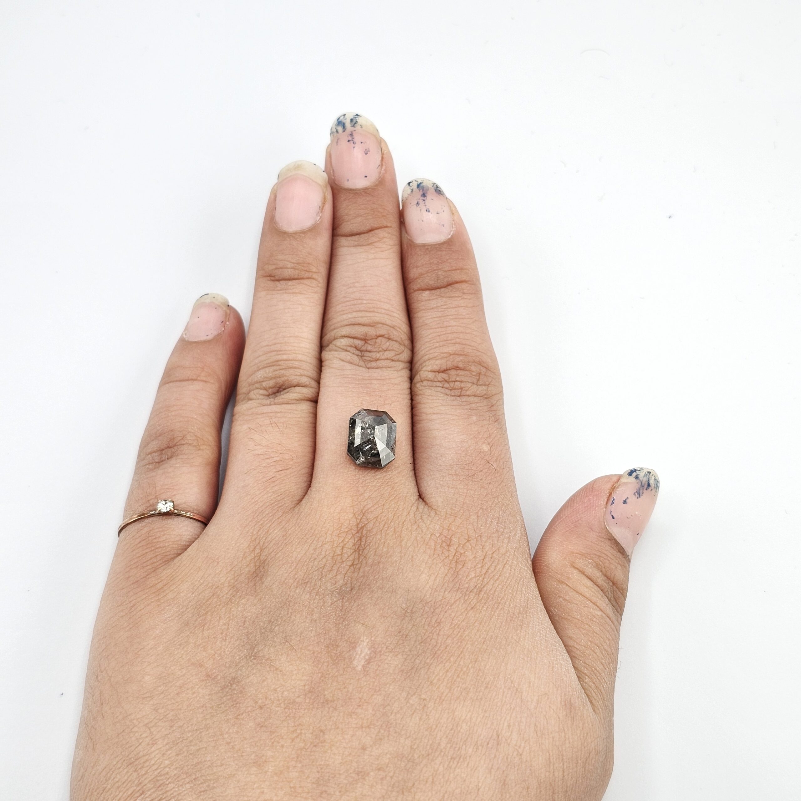 2.33 CT Architectural Radiant Emerald Cut Natural Salt and Pepper Loose Diamond