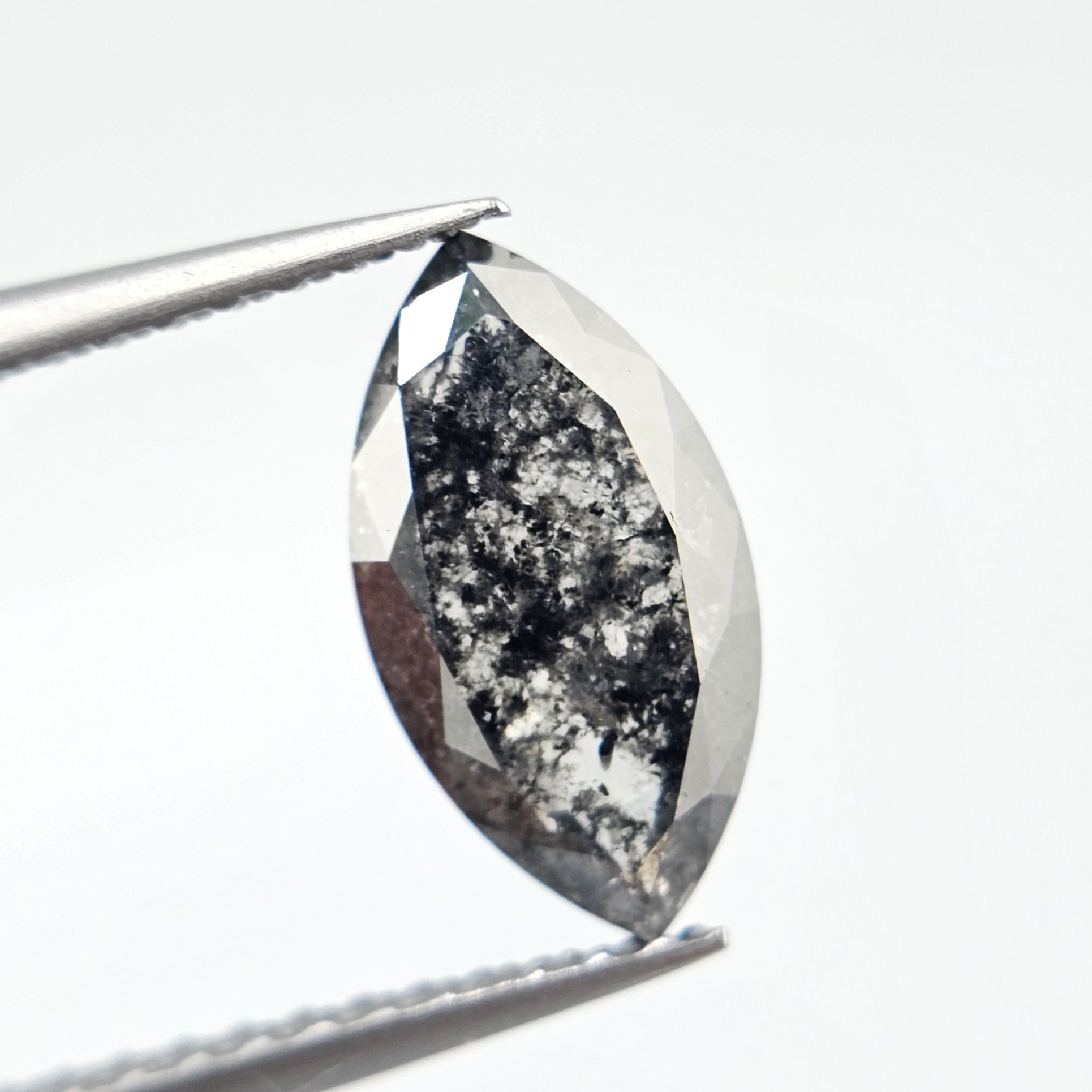 2.05 CT Striking Marquise Cut Natural Dark Salt and Pepper Loose Diamond