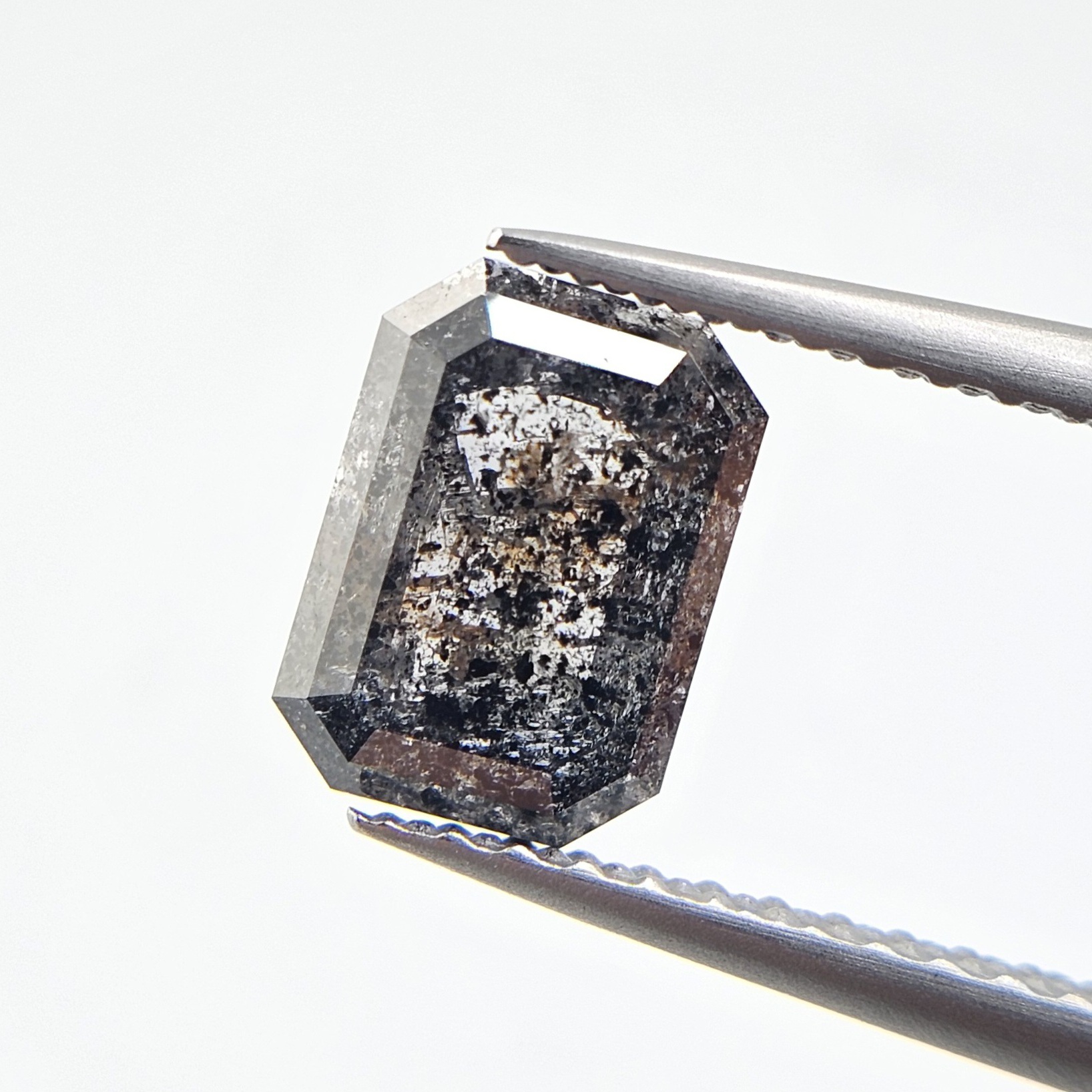 2.33 CT Architectural Radiant Emerald Cut Natural Salt and Pepper Loose Diamond