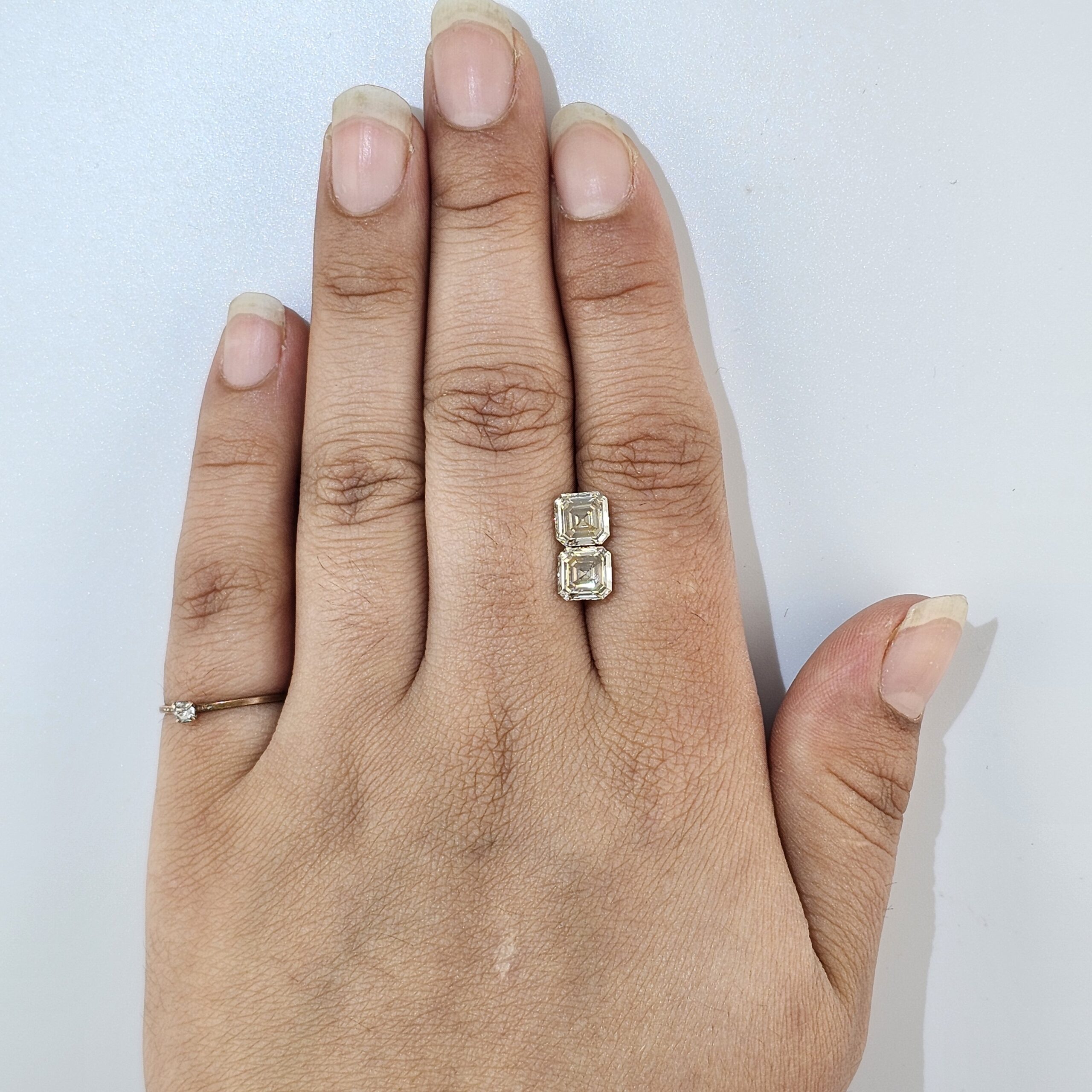 2.46 TW Fancy Greenish Brownish Yellow Asscher Cut Natural Loose Diamond Pair