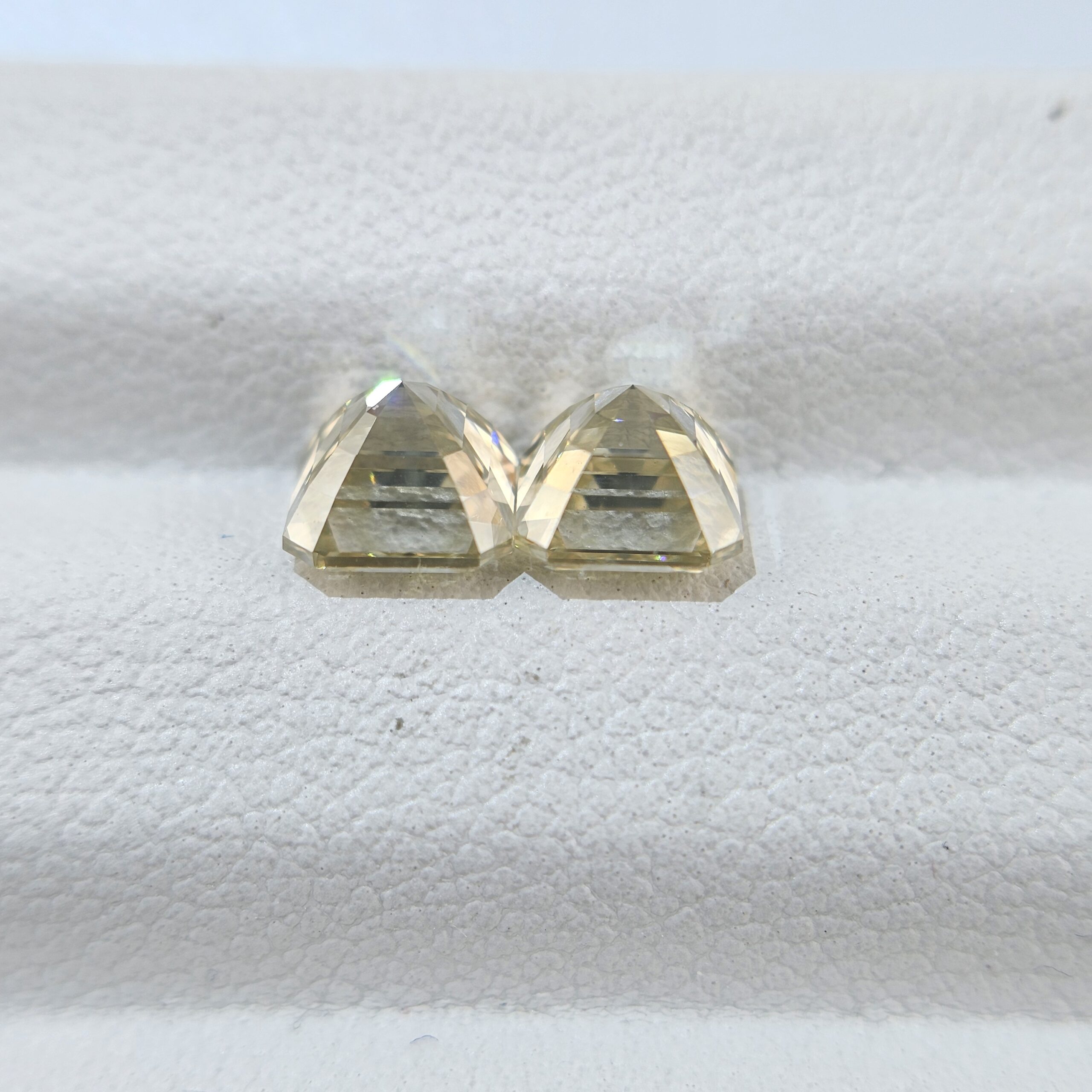 2.26 TW Fancy Light Greyish Greenish Yellow Asscher Cut Natural Loose Diamond Pair