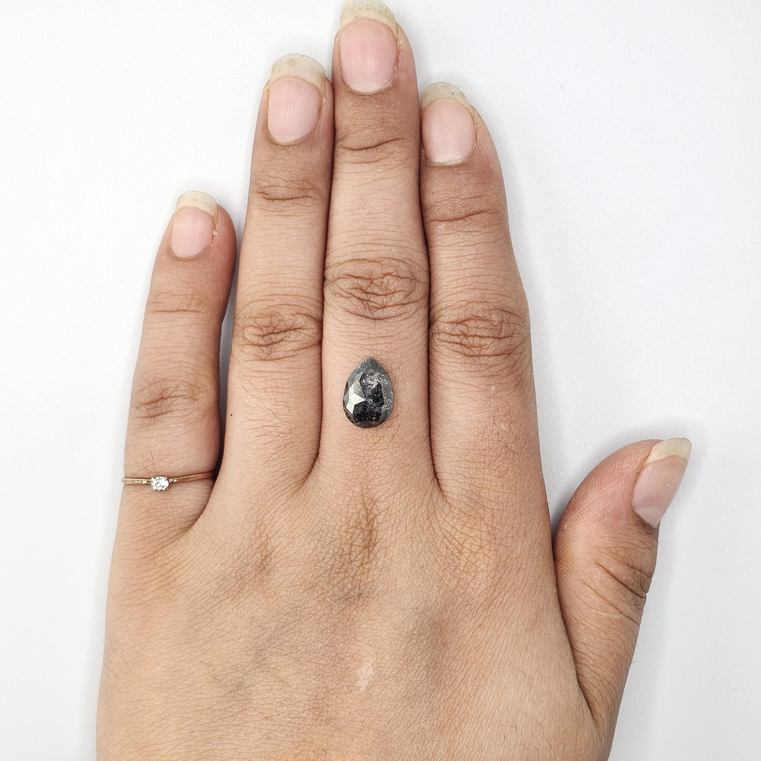 3.23 CT Dramatic Pear Cut Salt and Pepper Natural Loose Diamond
